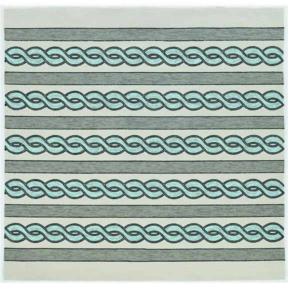 HomeRoots 7 ft. Square UV-Treated Polypropylene Ivory & Spa Area Rug - 7 ft. - Ivory & Spa