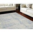 thumbnail image 1 of HomeRoots 550670 7 x 10 ft. Abstract Distressed Non Skid Rectangle Area Rug, Ivory, Blue & Gray, 1 of 1