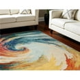 thumbnail image 1 of HomeRoots 550748 7 x 10 ft. Abstract Non Skid Rectangle Area Rug, Ivory, Blue & Orange, 1 of 1