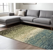 HomeRoots 575767 7 x 10 ft. Abstract Rectangle Area Rug, Blue & Brown