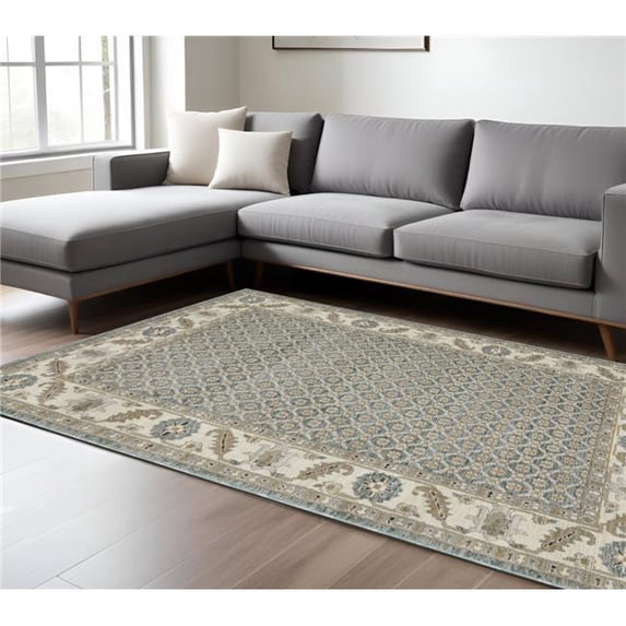 HomeRoots 576270 7 x 10 ft. Blue & Ivory Oriental Rectangle Area Rug