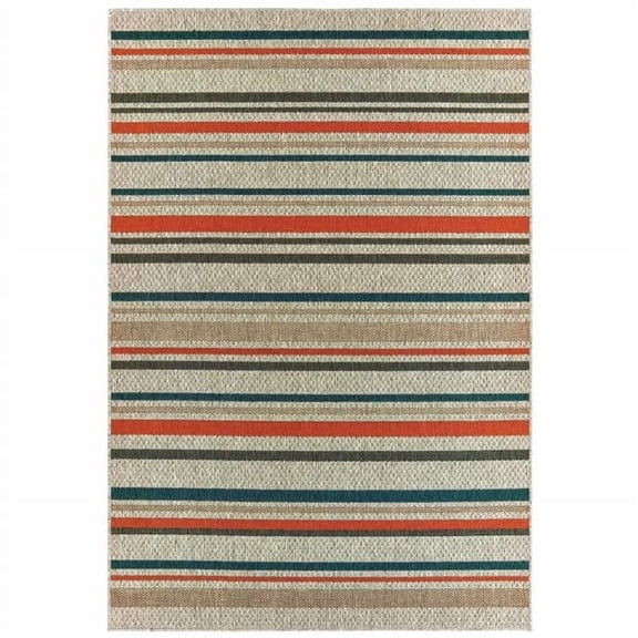 HomeRoots 7 x 10 ft. Geometric Indoor Outdoor Area Rug - Grey & Blue