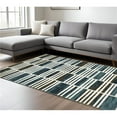 thumbnail image 1 of HomeRoots 575764 7 x 10 ft. Geometric Rectangle Area Rug, Ivory & Blue, 1 of 1