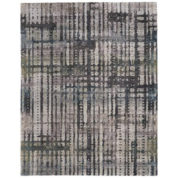 HomeRoots 617101 7 x 10 ft. Gray, Black & Ivory Abstract Distressed Rectangle Area Rug