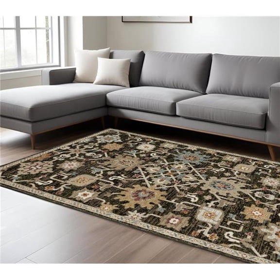 HomeRoots 576266 7 x 10 ft. Oriental Rectangle Area Rug, Brown, Gray & Tan
