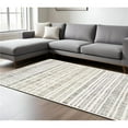 thumbnail image 1 of HomeRoots 575041 7 x 10 ft. Striped Rectangle Area Rug, Ivory, Gold & Gray, 1 of 1
