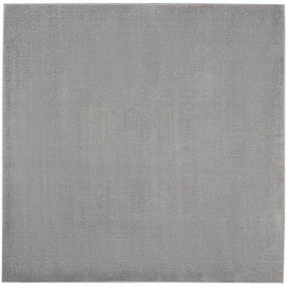 HomeRoots 7 x 7 ft. Silver Gray Non Skid Indoor & Outdoor Square Area Rug - Gray