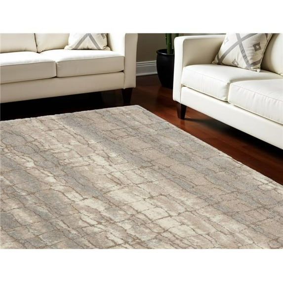 HomeRoots 551263 7 x 9 ft. Abstract Shag Rectangle Area Rug - Beige, Ivory & Gray