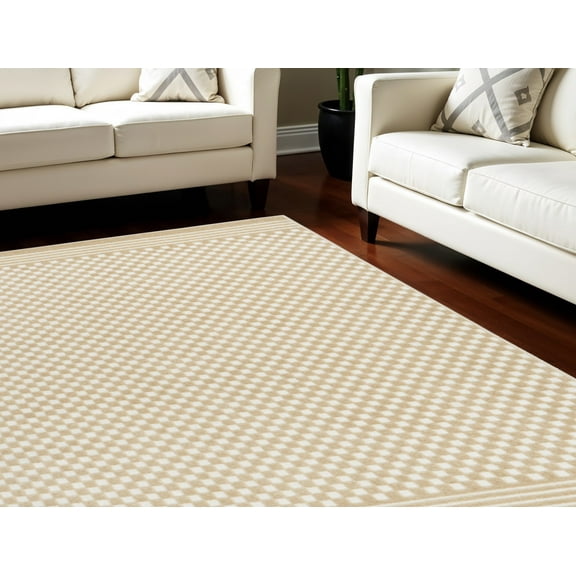 7' X 9' Tan Geometric Area Rug