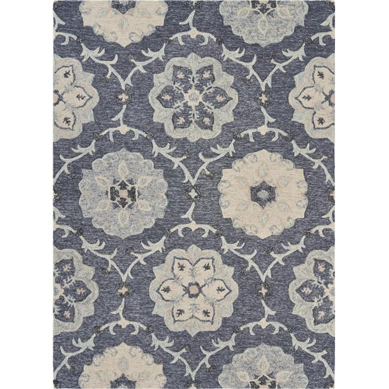 Victorian Garden Deep Gray Floral Hand-Tufted Wool Area Rug 7'x9'