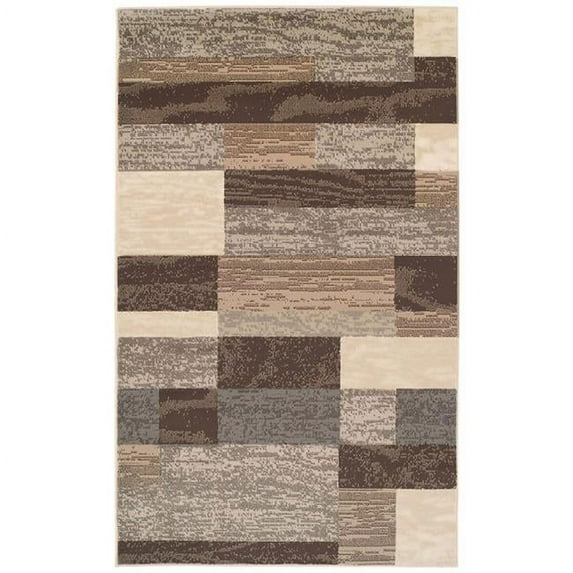 HomeRoots 7 x 9 ft. Slate Patchwork Power Loom Stain Resistant Rectangle Area Rug - Slate - 7 x 9 ft.