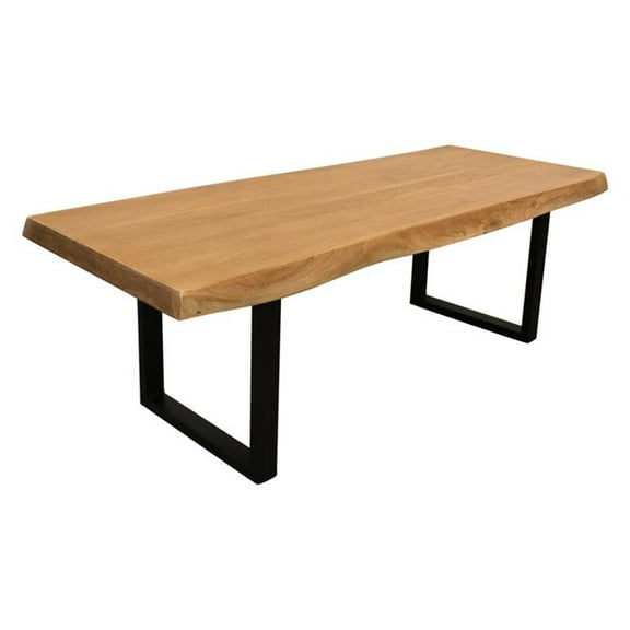 HomeRoots 569545 70 in. Natural & Black Solid Wood & Iron Live Edge Coffee Table