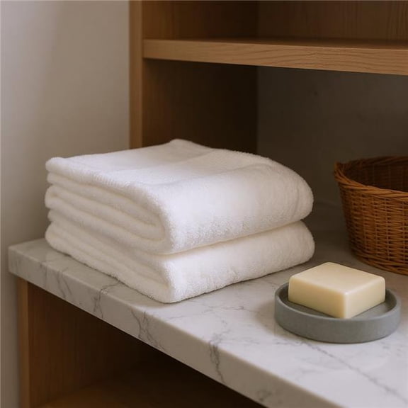 HomeRoots 700323 30 x 54 in. White Cotton Quick Dry Terry Cloth Bath Towels, Set of 2