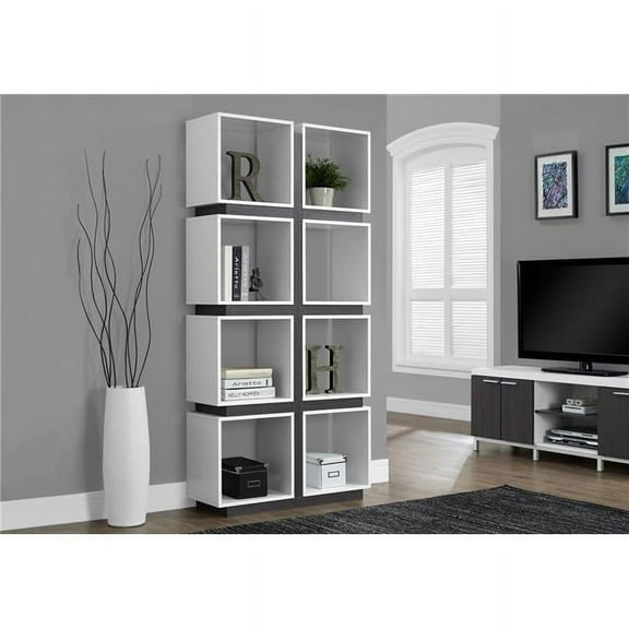 HomeRoots 71.25 in. Particle Board & MDF Bookcase with a Hollow Core