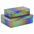 thumbnail image 1 of HomeRoots 712932 Rainbow & Gold Faux Shagreen Nesting Storage Boxes with Lids, Set of 2, 1 of 1
