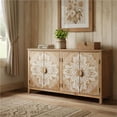 thumbnail image 1 of HomeRoots 716320 60 in. Brown & White Wood Carved Floral Accent Cabinet with Four Doors, 1 of 1