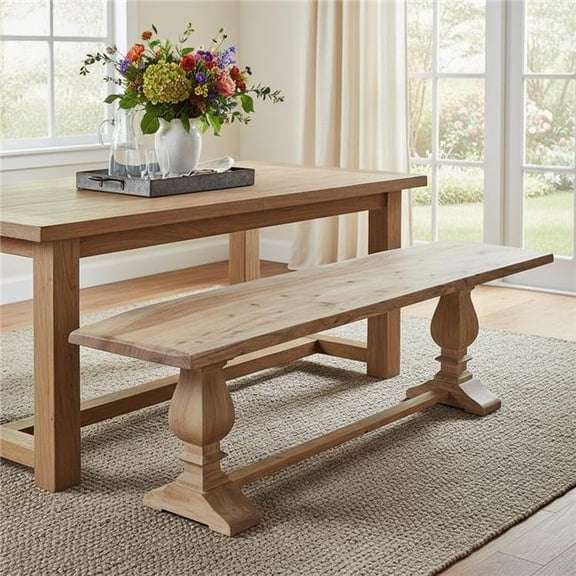 HomeRoots 718204 72 in. Natural Solid Wood Distressed Dining Bench