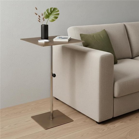 HomeRoots 719952 Bronze & Silver Steel Height Adjustable Square Pedestal End Table