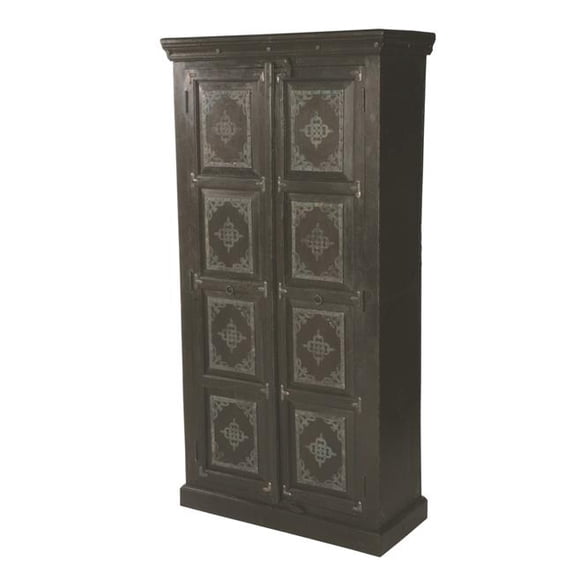 HomeRoots 489034 72 in. Dark Brown Solid Wood Pantry Or Storage Closet
