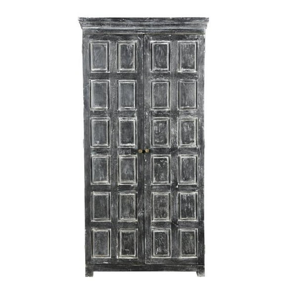 HomeRoots 489031 72 in. Dark Gray Solid Wood Pantry Or Storage Closet