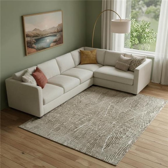 HomeRoots 722078 9 x 13 ft. Green & Tan Abstract Rectangle Area Rug