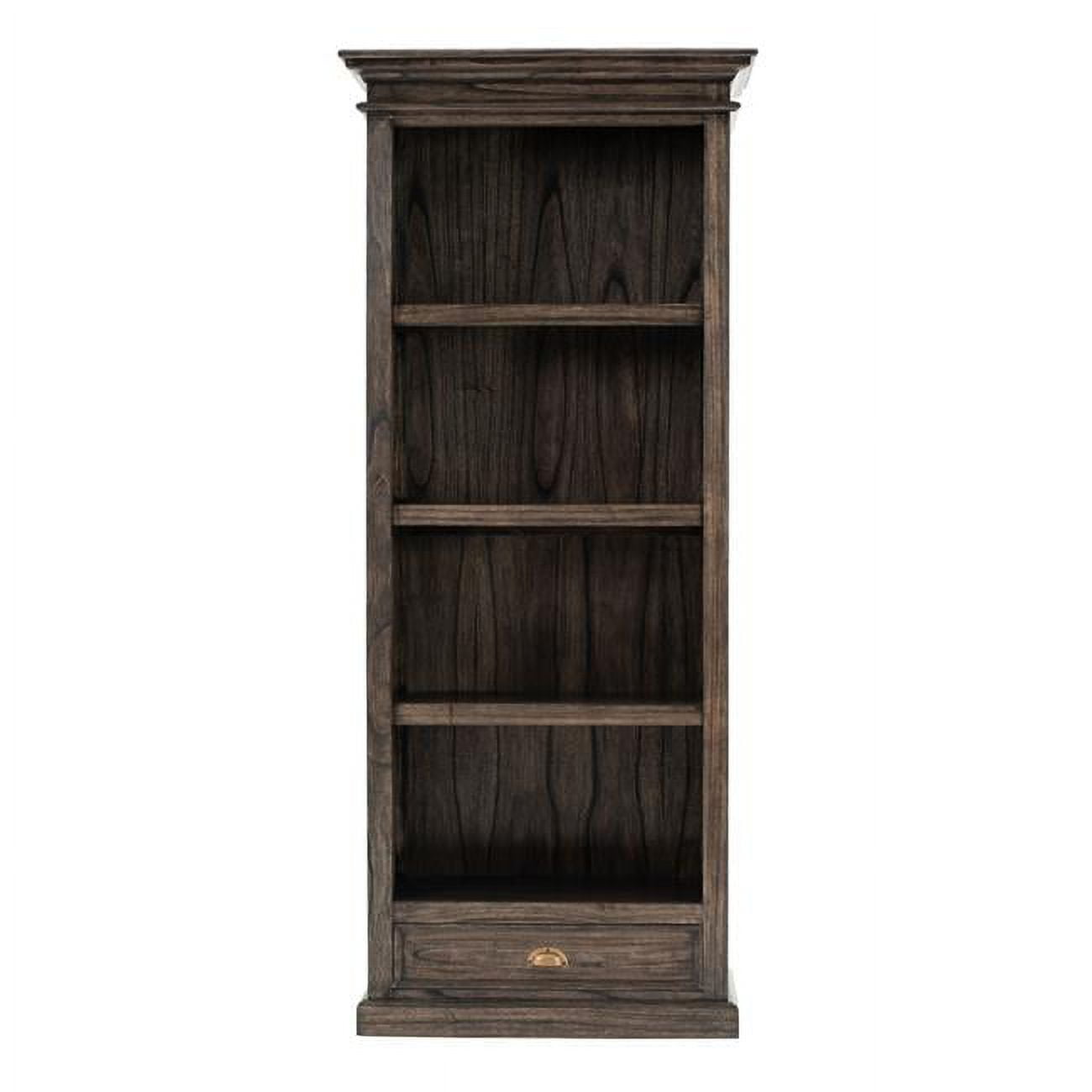 Black Wash Tall Wood Bookcase with One Drawer