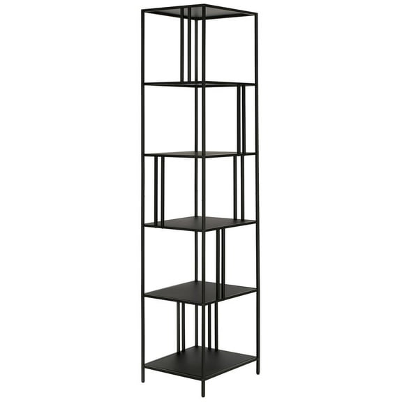 HomeRoots 76" Black Metal Five Tier Etagere Bookcase