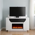 thumbnail image 1 of HomeRoots 643645 76 in. White Ribbed Wood Electric Storage Cabinet TV Fireplace with LED & Speaker, 1 of 1