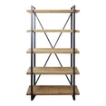 thumbnail image 1 of 78" Natural Wood and Metal Five Tier Modern Industrial Bookcase, 1 of 3