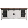 thumbnail image 1 of 79" White Solid Wood Cabinet Enclosed Storage Distressed TV Stand, 1 of 8
