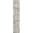 thumbnail image 1 of 8' Blue and Gray Abstract Power Loom Runner Rug, 1 of 5