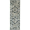thumbnail image 1 of 8' Blue And Ivory Abstract Power Loom Distressed Stain Resistant Runner Rug, 1 of 8