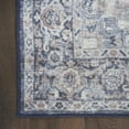 thumbnail image 1 of 8' Blue and Ivory Floral Power Loom Distressed Washable Runner Rug, 1 of 9