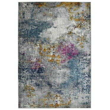 HomeRoots 8' Blue And Pink Abstract Power Loom Runner Rug