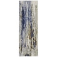 thumbnail image 1 of 8' Blue Orange And Ivory Abstract Power Loom Runner Rug, 1 of 6