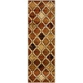 thumbnail image 1 of 8' Brown Quatrefoil Power Loom Distressed Stain Resistant Runner Rug, 1 of 7