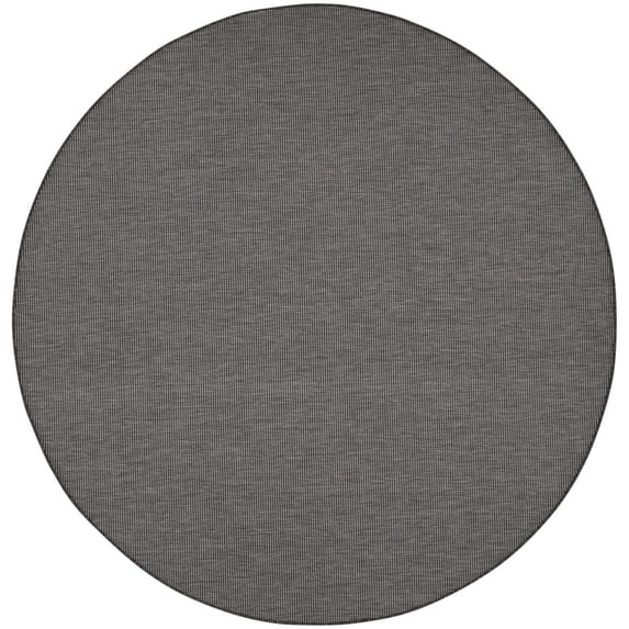 8' Charcoal Round Power Loom Area Rug