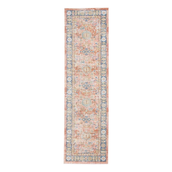 HomeRoots 8' Coral Floral Power Loom Runner Rug