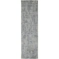 thumbnail image 1 of 8' Gray And Ivory Abstract Hand Woven Runner Rug, 1 of 6