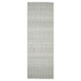 thumbnail image 1 of 8' Gray Geometric Flatweave Handmade Distressed Runner Rug With Fringe, 1 of 8
