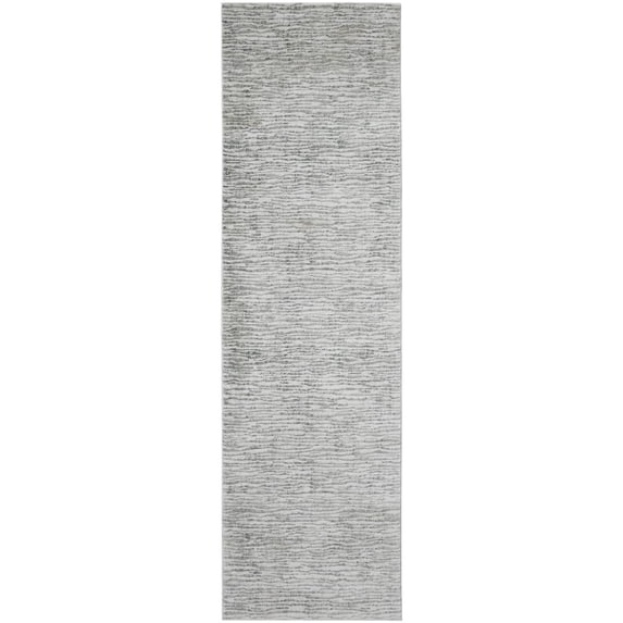 HomeRoots 515323 8 ft. Gray Green & Ivory Striped Distressed Stain Resistant Runner Area Rug