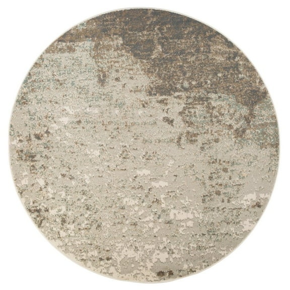 HomeRoots 8' Gray Round Abstract Power Loom Area Rug