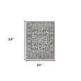 thumbnail image 1 of 8' Gray Round Floral Power Loom Area Rug With Fringe, 1 of 4