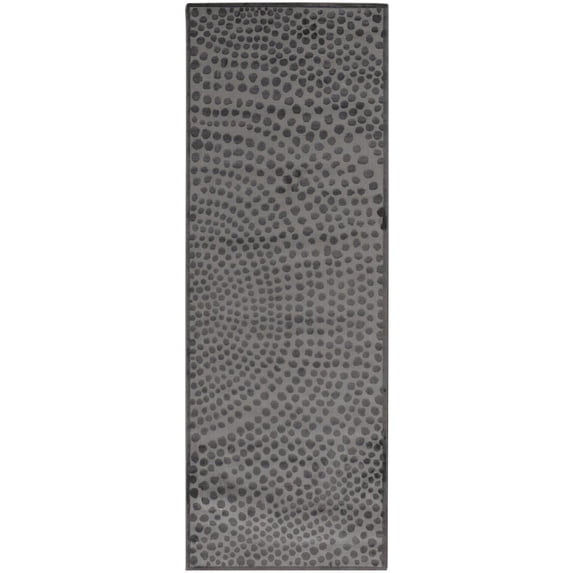 8' Gray Silver And Ivory Abstract Stain Resistant Runner Rug