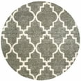 thumbnail image 1 of 8' Grey Round Geometric Power Loom Stain Resistant Area Rug, 1 of 4