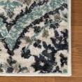 thumbnail image 1 of 8' Ivory Blue And Gray Floral Stain Resistant Runner Rug, 1 of 4