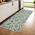 thumbnail image 1 of HomeRoots 8' Ivory Blue And Green Floral Stain Resistant Runner Rug, 1 of 9
