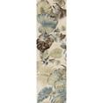 thumbnail image 1 of 8' Ivory Blue Hand Tufted Tropical Leaves Indoor Runner Rug, 1 of 4