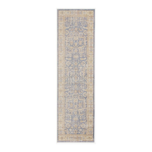 HomeRoots 8' Lavender Blue Floral Power Loom Runner Rug