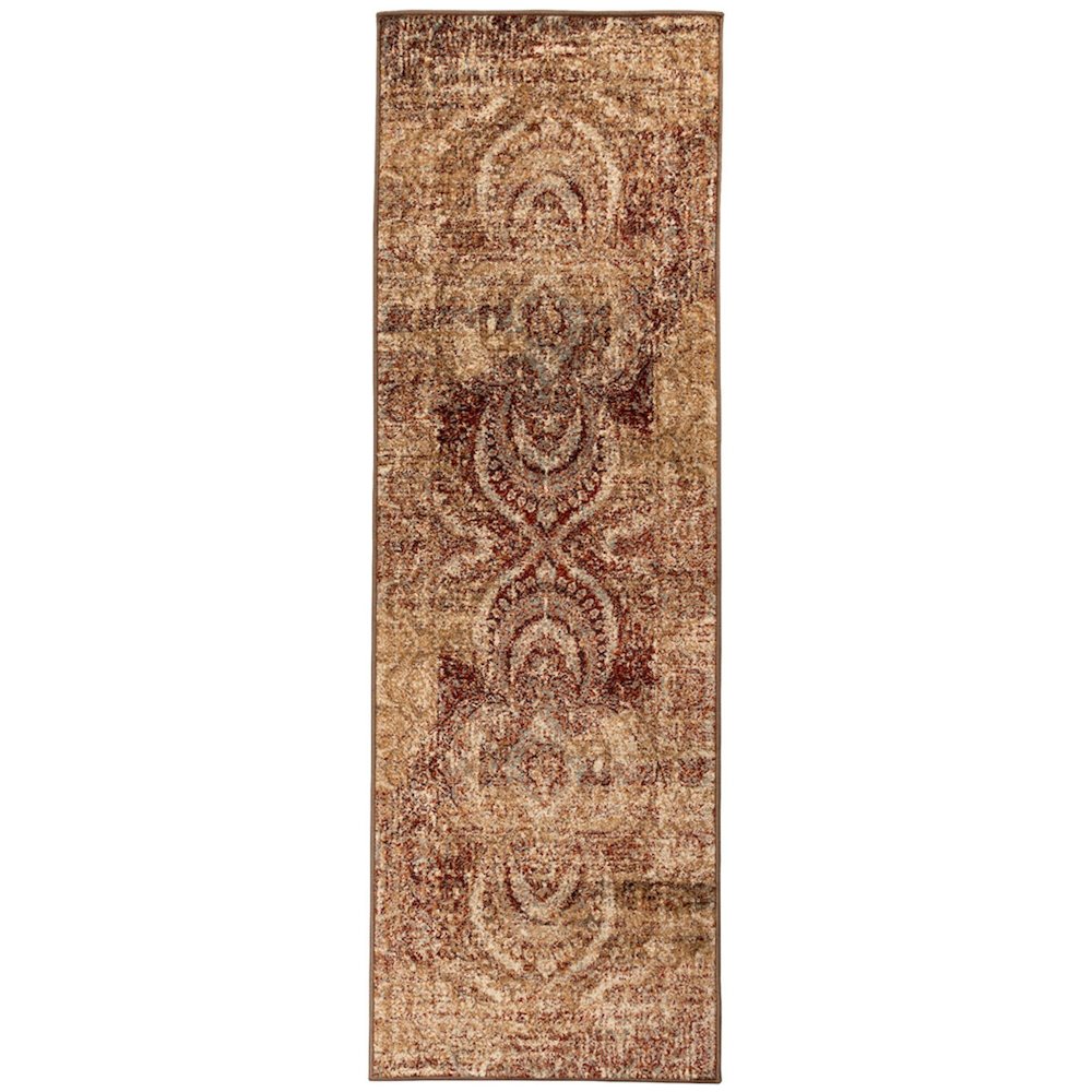 Linear Ribbed Maroon Rug HomeRoots 8' Maroon And Gold Abstract Power Loom Distressed Stain ...